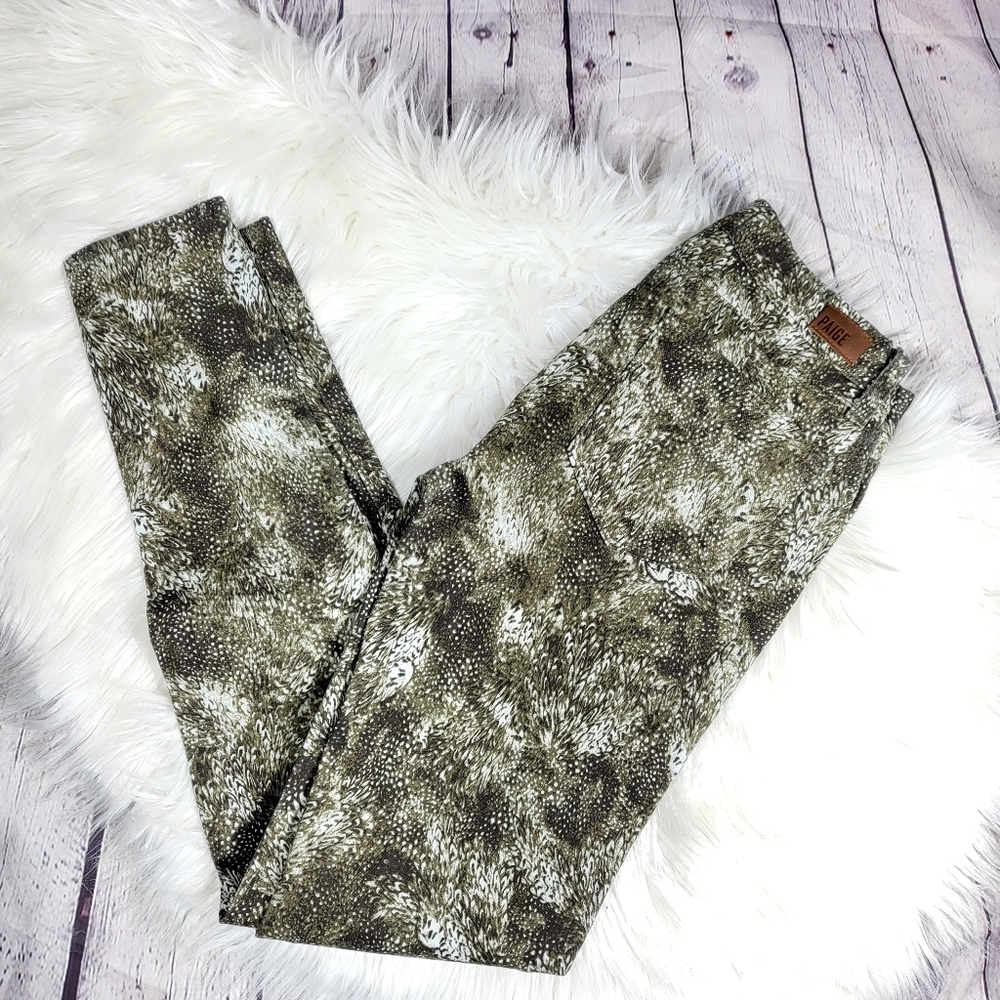 Paige Verdugo Skinny Jeans Green Feathered 28
